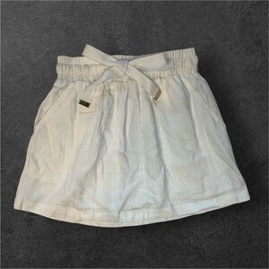 NWT Mooloola Girls White Linen Skirt with Drawstring and Pockets Size 6